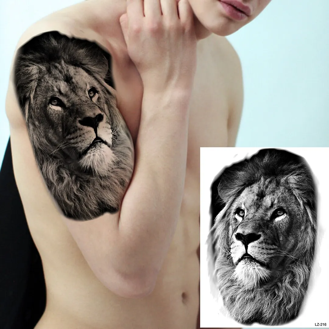 Realistic Knight Tribal Armband Temporary Tattoos For Men Adult Lion Wings Shield Fake Tattoo Body Art Unique Tatoos Large