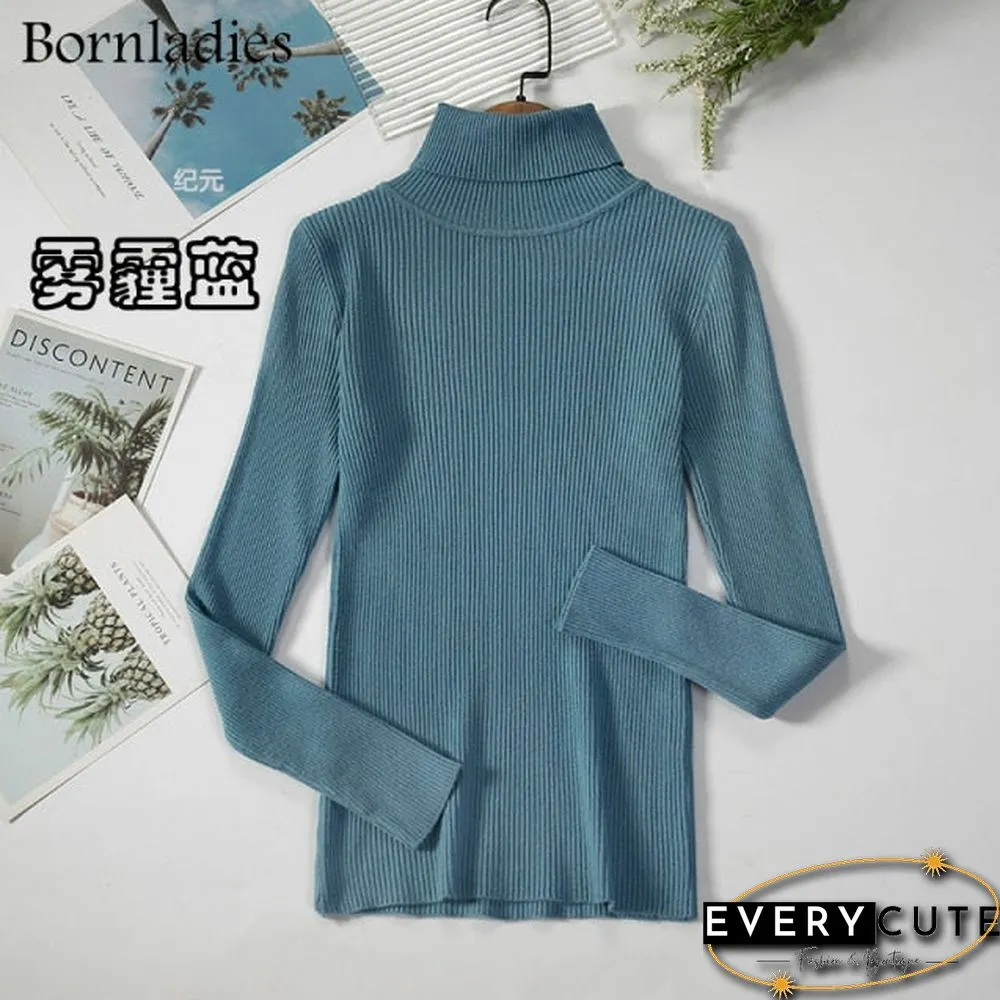 Bornladies Basic Turtleneck Women Sweaters Autumn Winter Tops Slim Women Pullover Knitted Sweater Jumper Soft Warm Pull