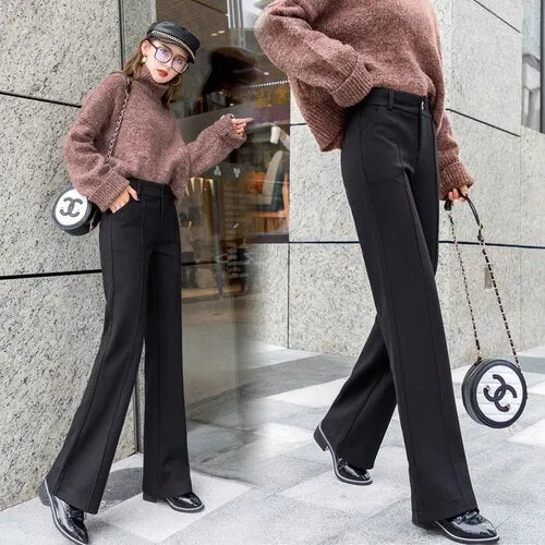 woolen wide leg pants women flare trousers 2019 winter high waist Pantalon casual female pants Solid loose womens legs trousers
