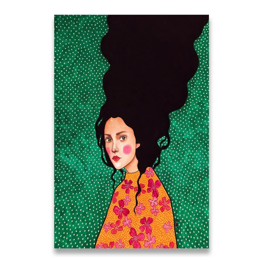 Vintage Abstract Girl Hair Flower Women Wall Art Canvas Painting Fashion Nordic Poster Wall Pictures For Living Room Unframed