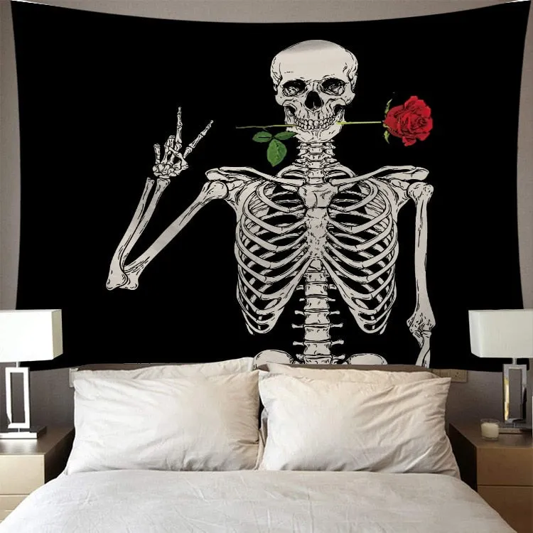 Hippie Void Sugar Skull Tapestry Mandala Wall Hanging Ouija Carpet Psychedelic Tapestry Yoga Boho Decor Blanket Wall Cloth