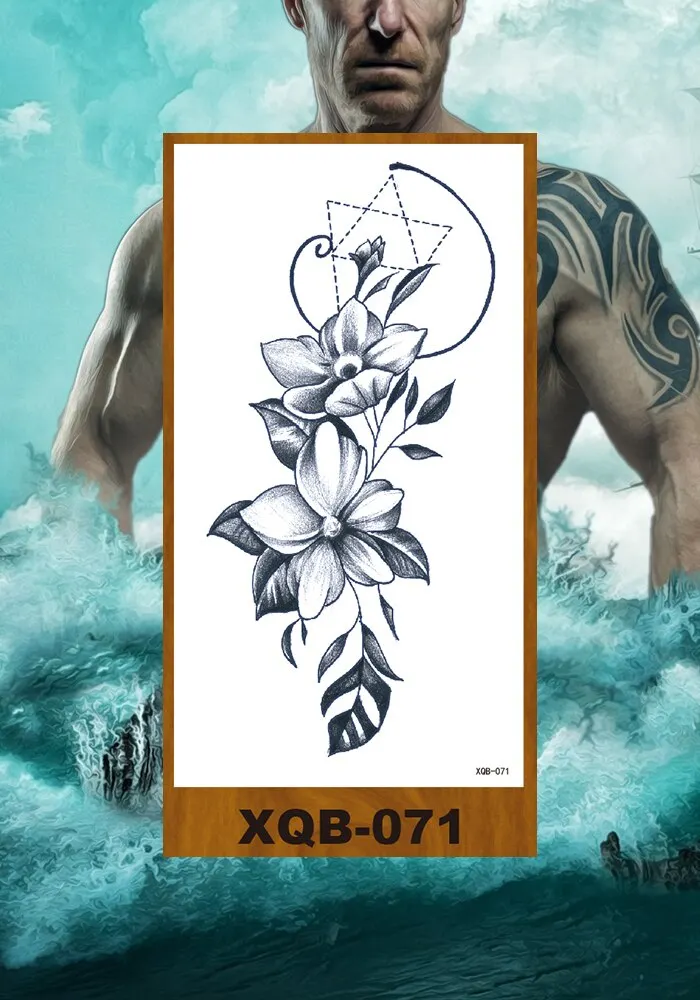 Temporary Tattoos Stickers Women Girl Chest Arm Fake Tatoo Lotus Peony Rose Magnolia Flowers Totem Face Body Makeup Waterproof