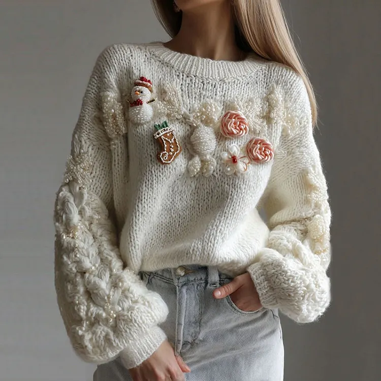 Women's Christmas Decorations Art Crew Neck Sweater