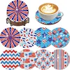A Set (8Pcs) Wooden Red And Blue Pattern - 5D DIY Craft Coaster