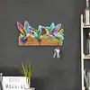 (US Local)DIY Diamond Painting Bird Wooden Hook Rail with 3 Hooks Punch Free Crafts Decor Kit