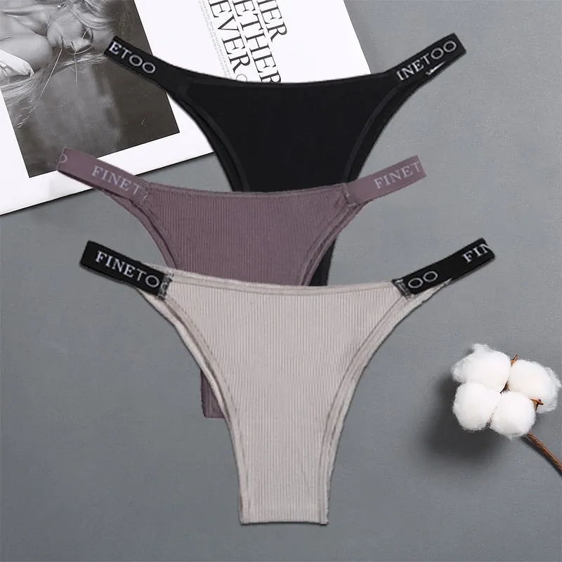 FINETOO 3PCS/Set Women's Lingerie Panties Cotton Gstring Female Underpants Sexy Letter Panties Thong Pantys Underwear Intimates