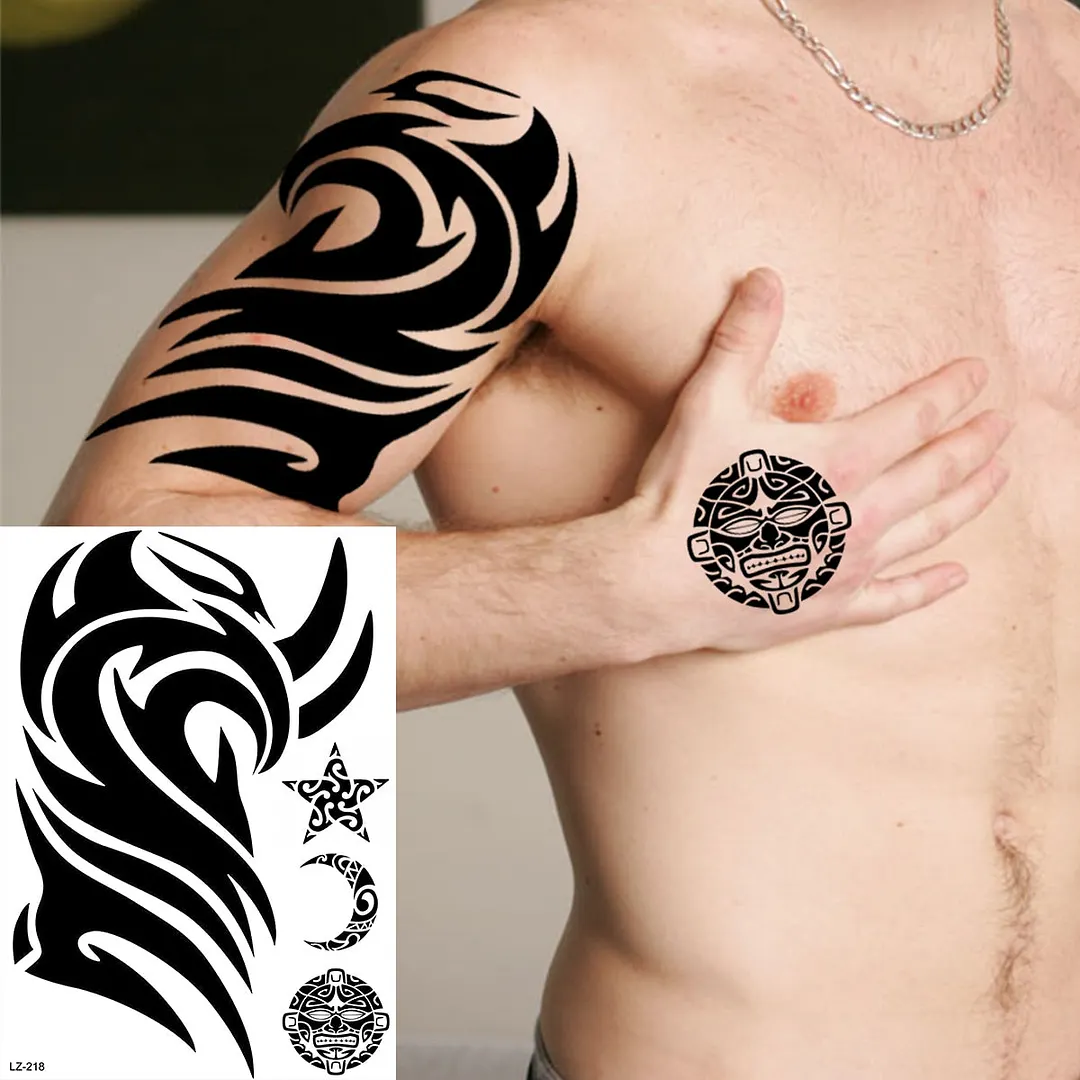 Realistic Knight Tribal Armband Temporary Tattoos For Men Adult Lion Wings Shield Fake Tattoo Body Art Unique Tatoos Large