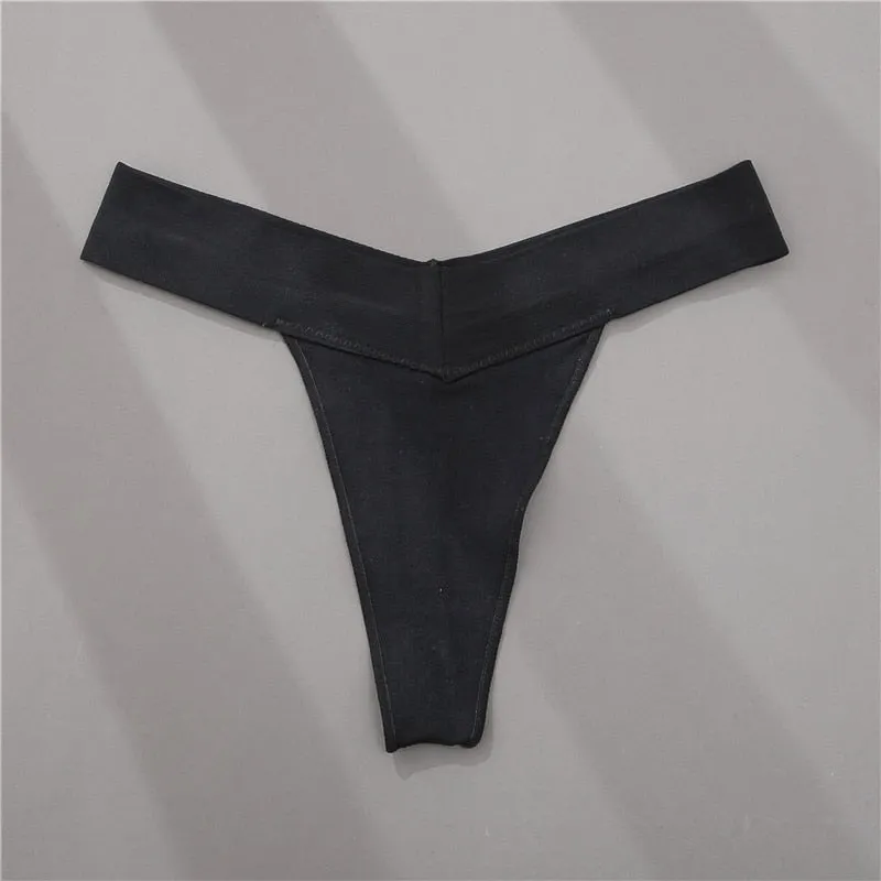 FINETOO Women Thong V Waist G-string 7 Solid Colors Seamless Femme Underwear T-Back Pantys Lingerie Sexy Panties For Girls S-2XL