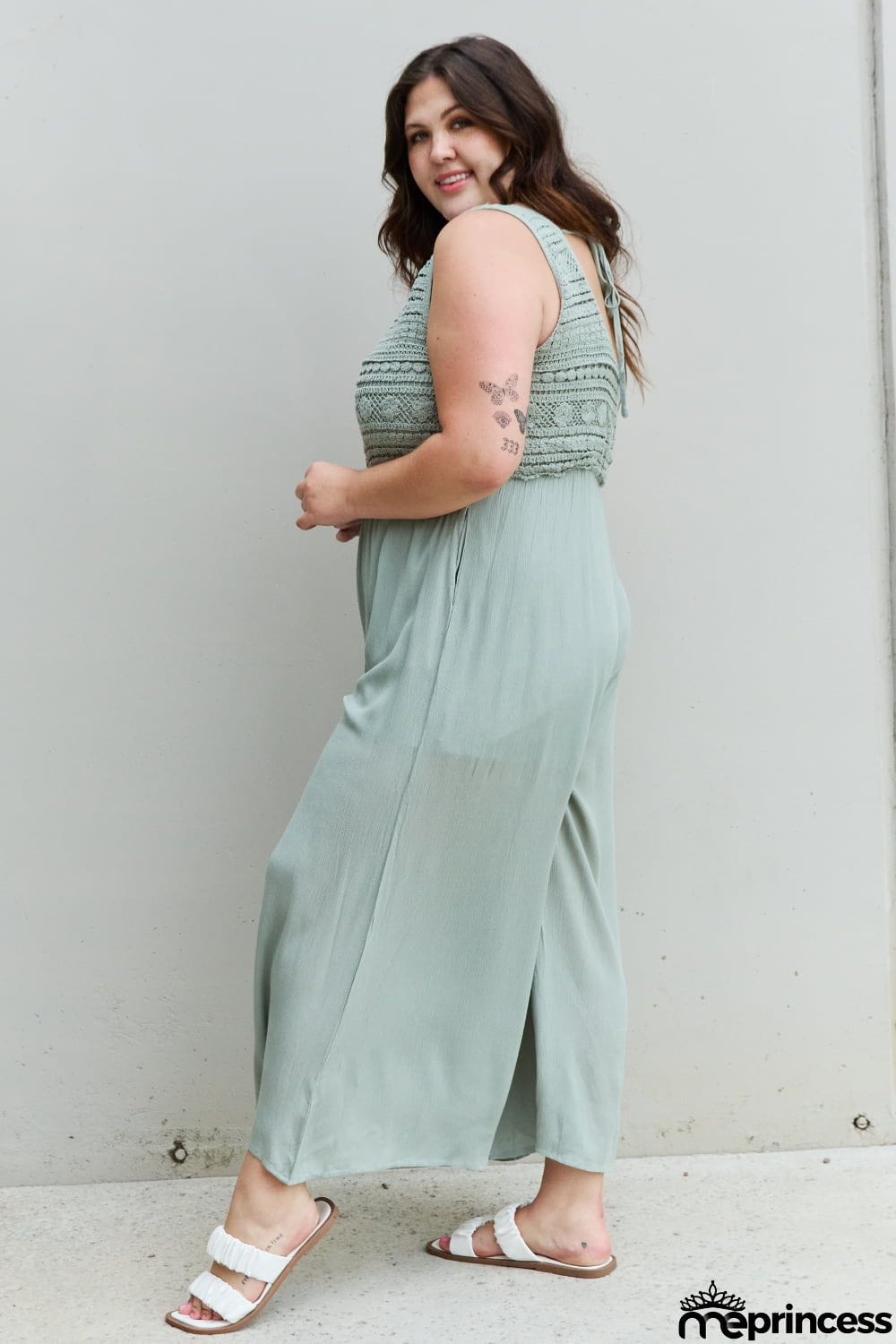HEYSON Watch Me Full Size Crochet Detail Jumpsuit