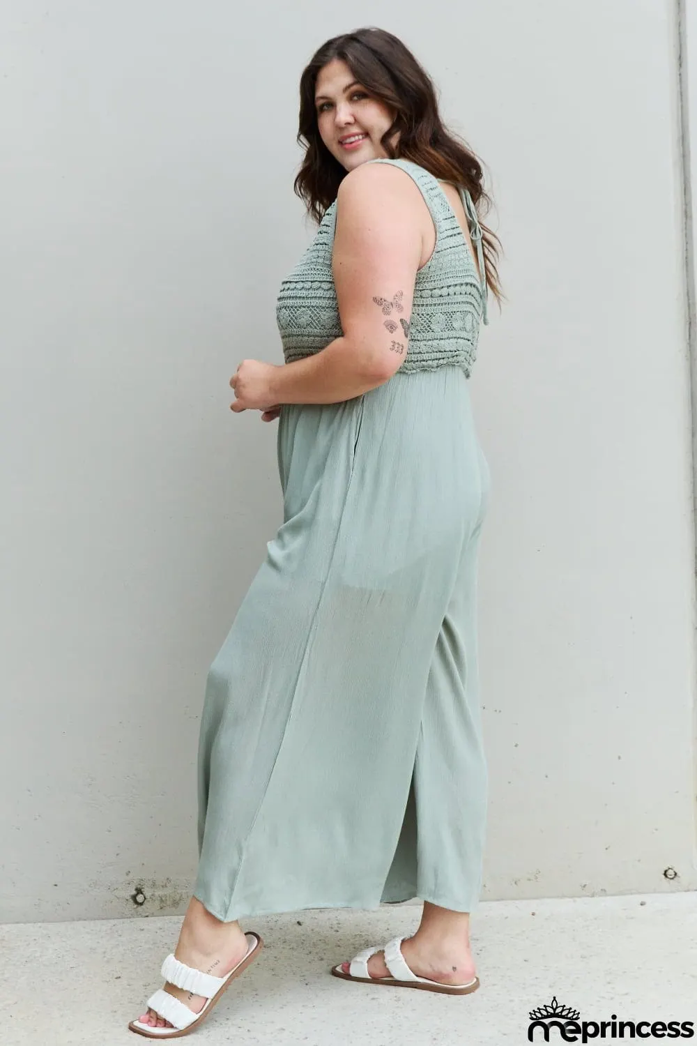 HEYSON Watch Me Full Size Crochet Detail Jumpsuit