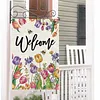 DIY Diamong Painting Double Sided Drills Garden Flags Outdoor Decor Holiday Garden Decorations Kit(Welcome Flower)