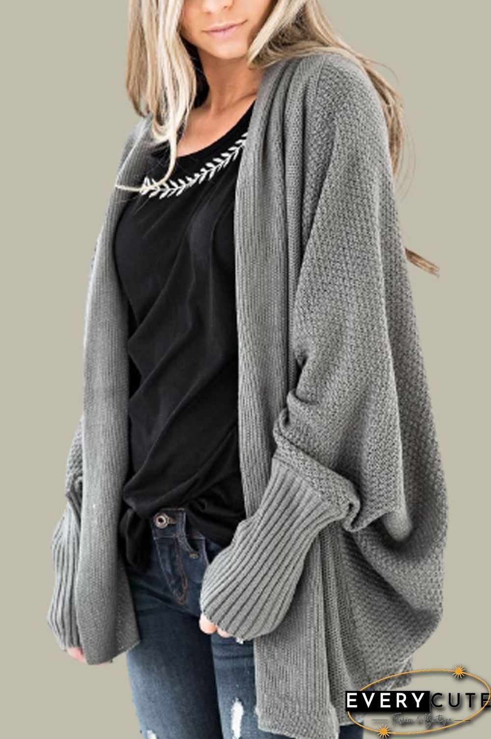 Fashion Bat Sleeve Knitted Cardigan