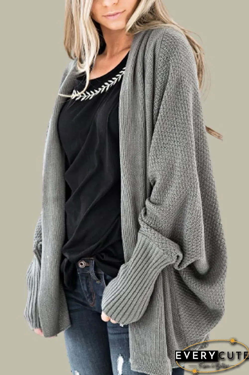 Fashion Bat Sleeve Knitted Cardigan
