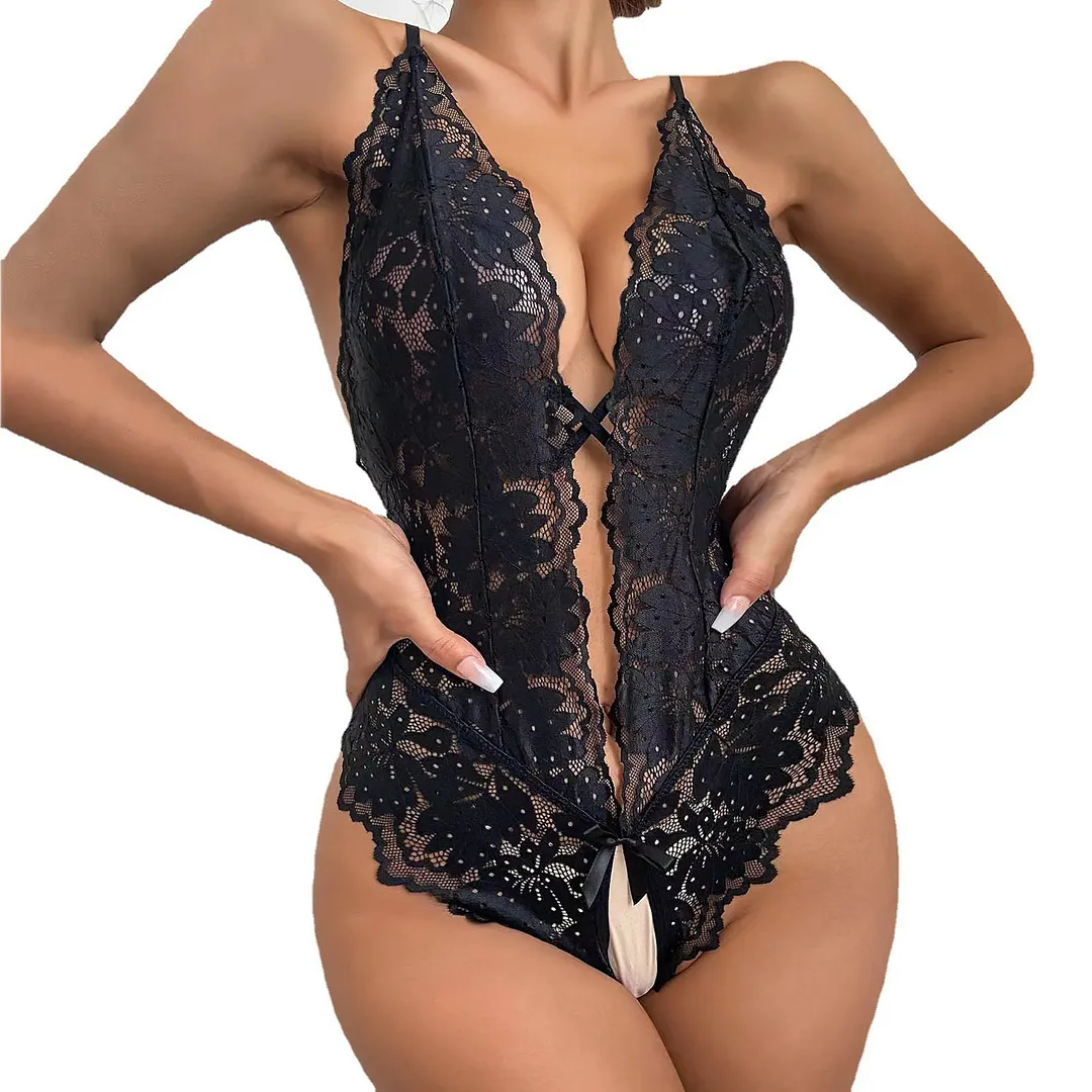 Churchf 2024 Sex Pajamas Open Hooded Garlic Collar Cross Lace Lace Tidly Tidly Tidly