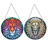 2pcs Diamond Painting 2D Flat Lion Pendant Decor for Home & Windows