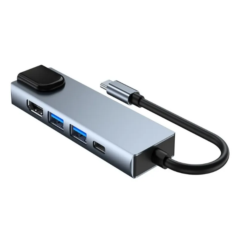 USB-C Hub Portable Multi-port 5-in-1 Type-C Adapter with 4K HDTV RJ45 Ethernet Lan for Nintendo Switch