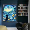 Black Cat Under The Starry Sky-11CT Stamped Cross Stitch 50*65cm/19.69*25.59in (Big Size)