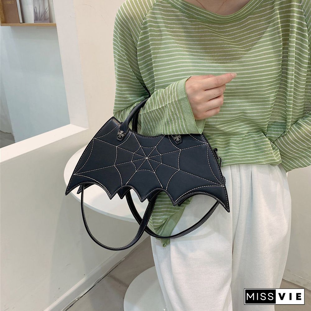 Spider Web Print Bat Irregular Crossbody Bag