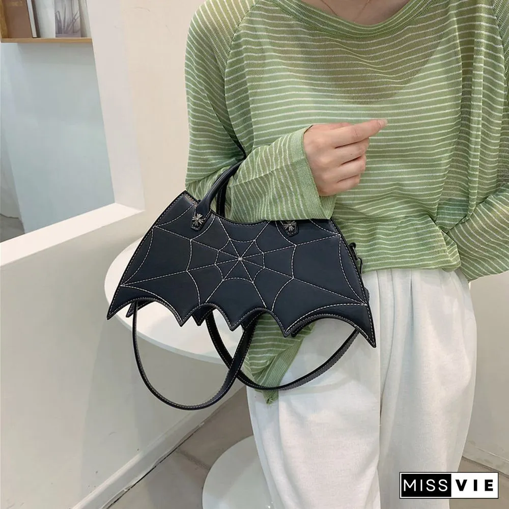 Spider Web Print Bat Irregular Crossbody Bag