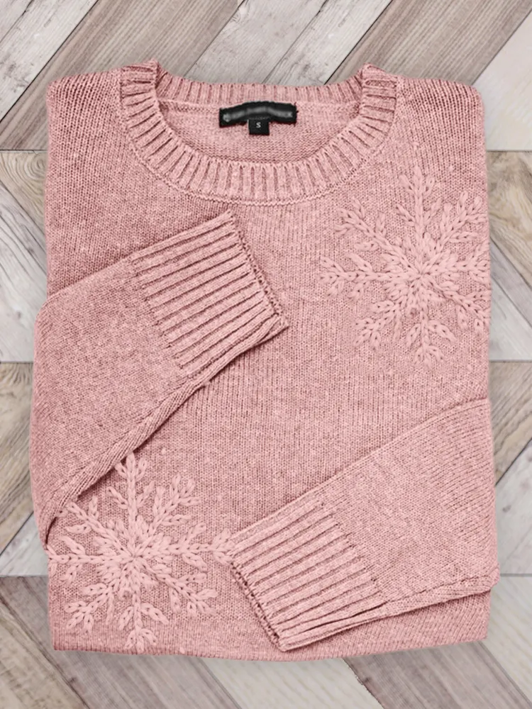 Classy Snowflakes Crochet Cozy Knit Sweater