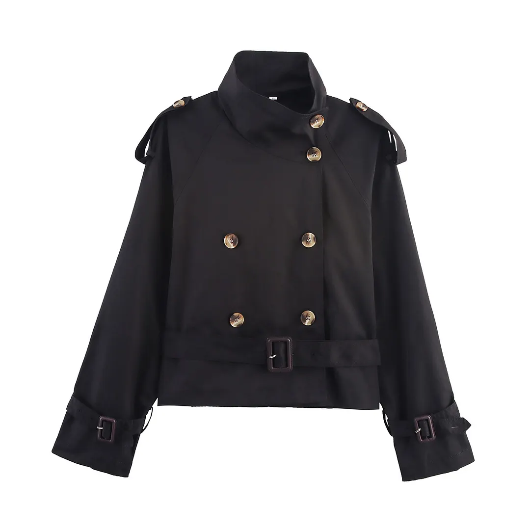 Nigikala Nigikala Women's Clothing 2025 Spring And Autumn Collar With Belt Buckle Dress Short Wind Coat Women A15022