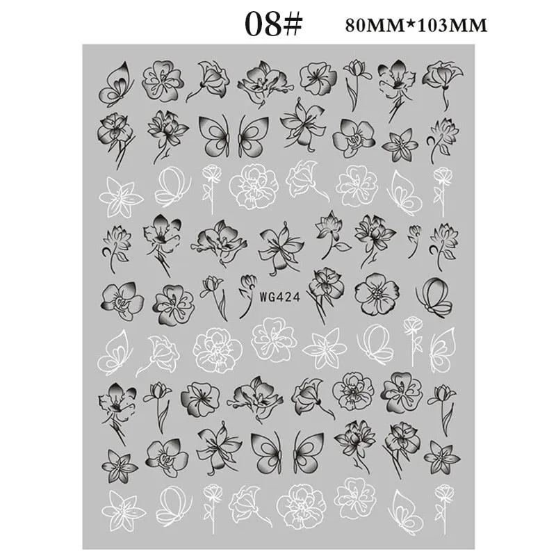 1 Sheet Christmas 5D Nail Stickers Gold And Sliver Snowflakes Transfer Nail Decals Slider Decoration For Manicuries