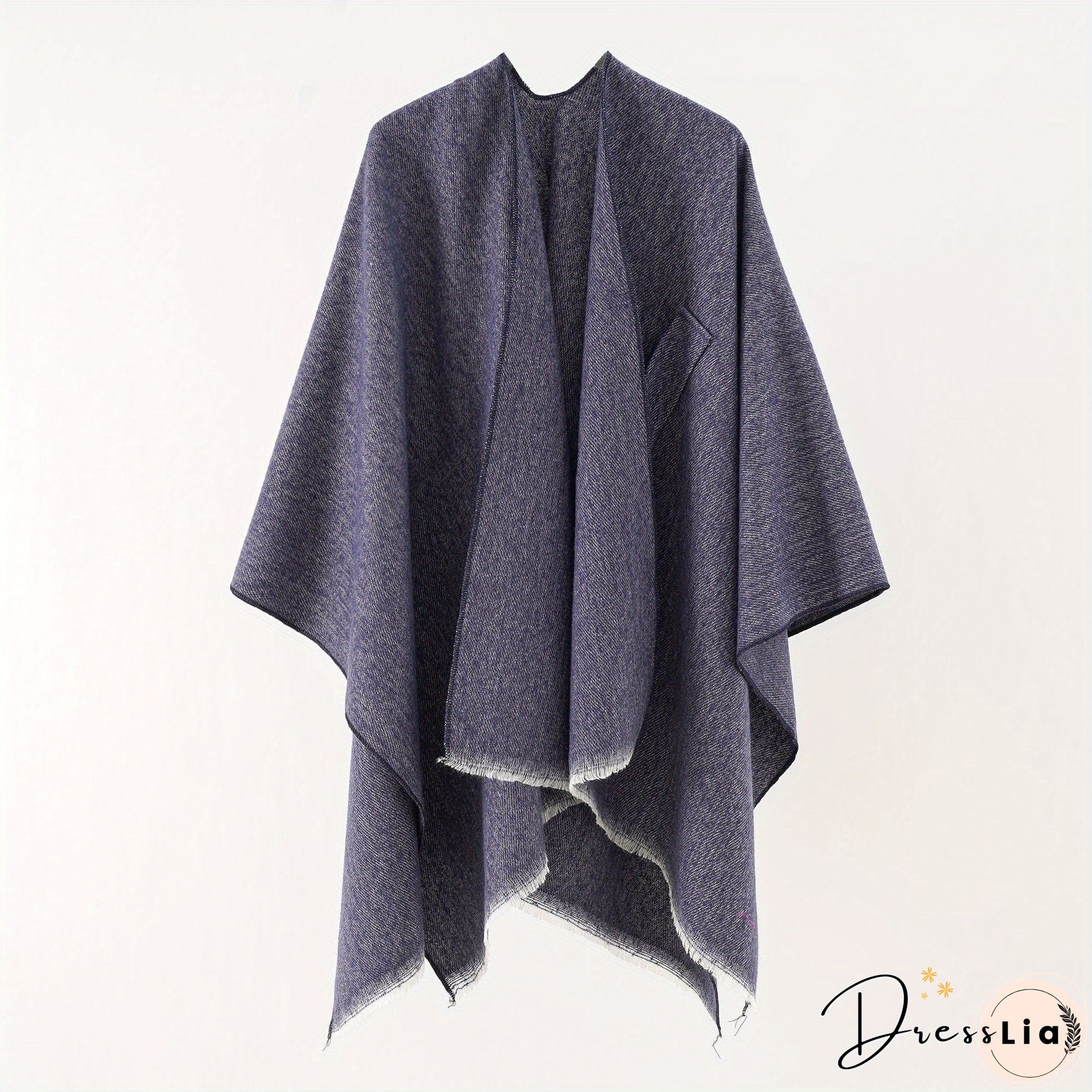 Solid Color Comfortable Shawl With Sleeves, Multifunctional Outdoor Windproof And Coldproof Cloak