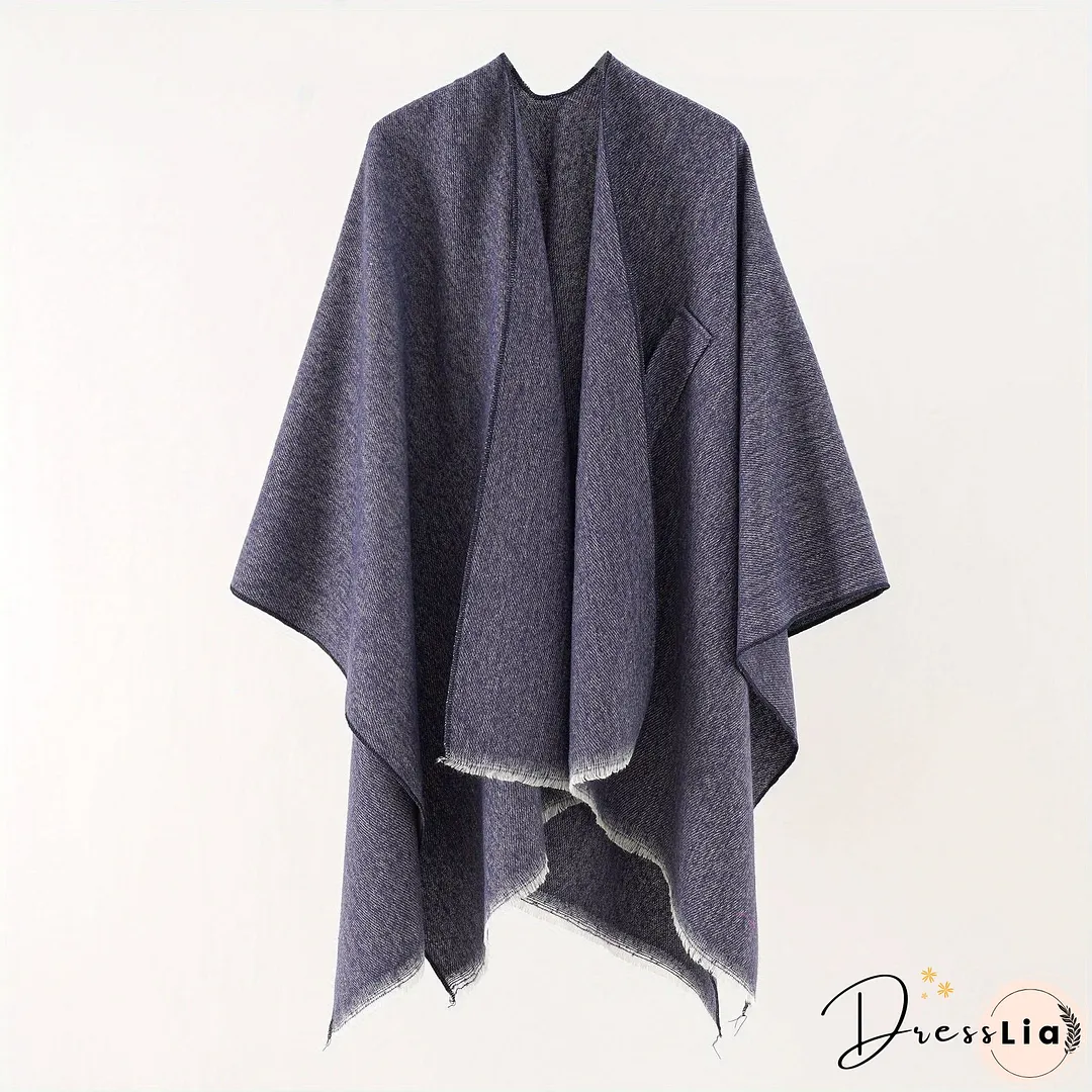 Solid Color Comfortable Shawl With Sleeves, Multifunctional Outdoor Windproof And Coldproof Cloak