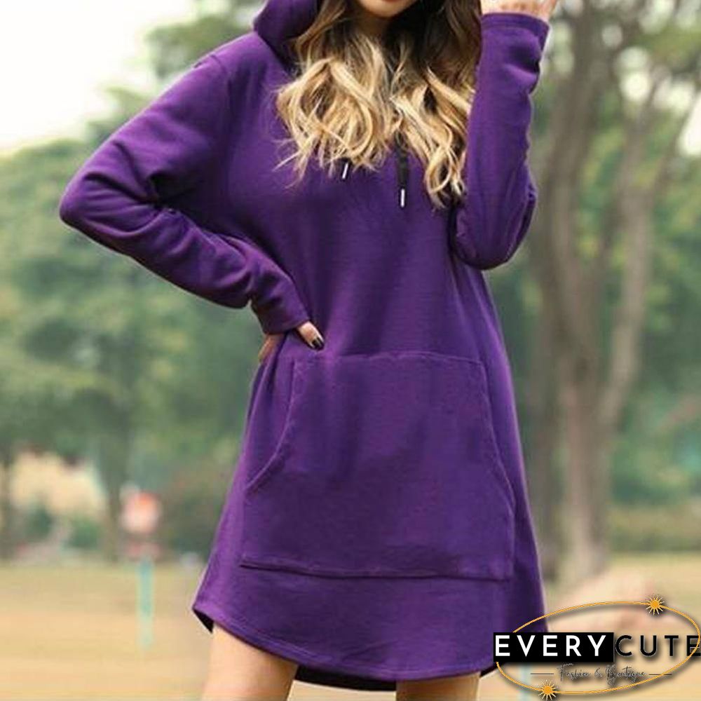 SHUJIN Vintage Women Spring Dress Hooded Long Sleeve Loose Casual 3XL Plus Size Dress Retro Ladies Pocket Tube Midi Dresses
