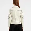 Slim Fit Stand Collar Leather Jacket For Women