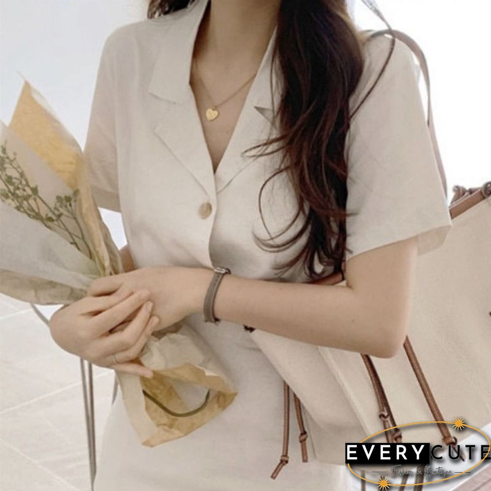 Sets Women Shirts And Skirts Solid Casual Button Elastic Waist Notched Mature Female Office Slim Retro Tender Ladies Elegant New