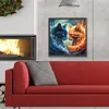 Ice  Fire Cat-Full Round Diamond Painting 30*30CM