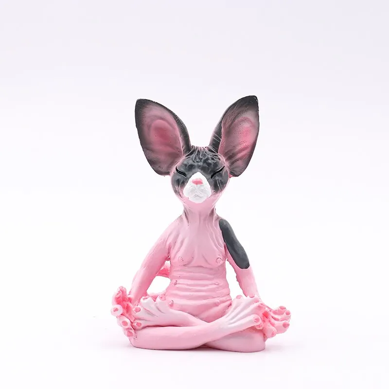Sphynx Cat Meditate Collectible Figurines Miniature Handmade Decor Animals Figure Toys Animal Model Toy Home Garden Decor