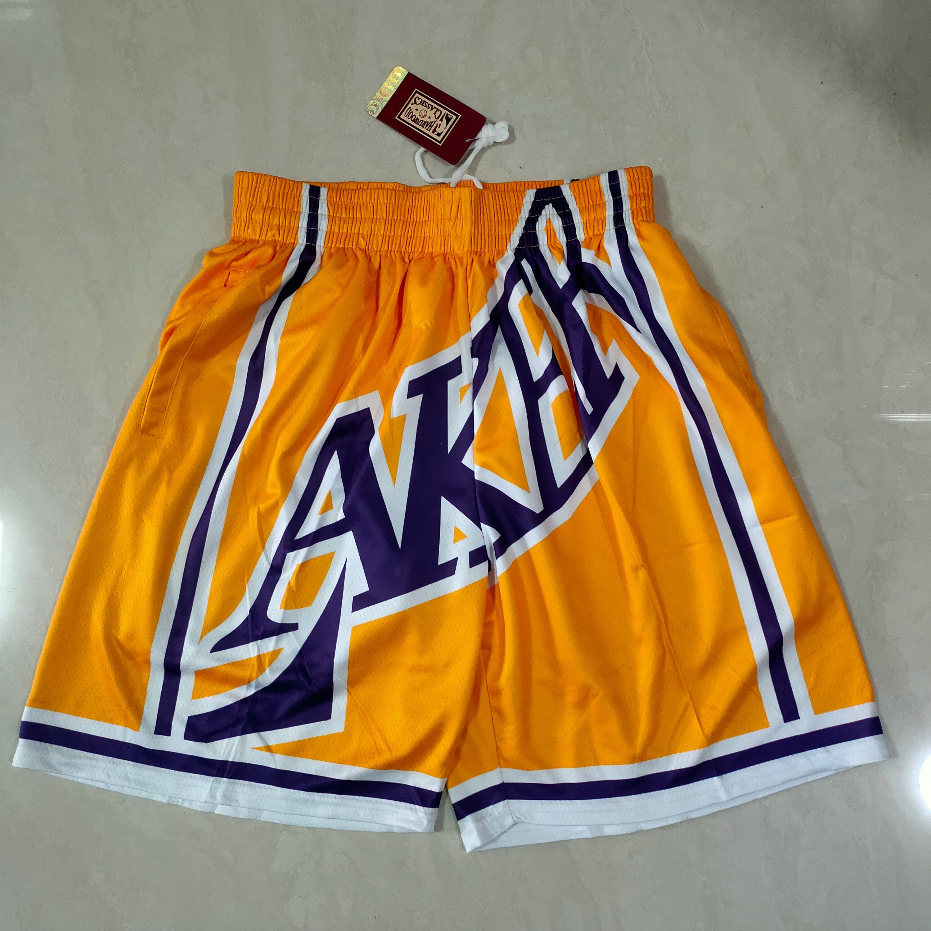 Los Angeles Lakers yellow mitchell&ness pocket Pants Shorts