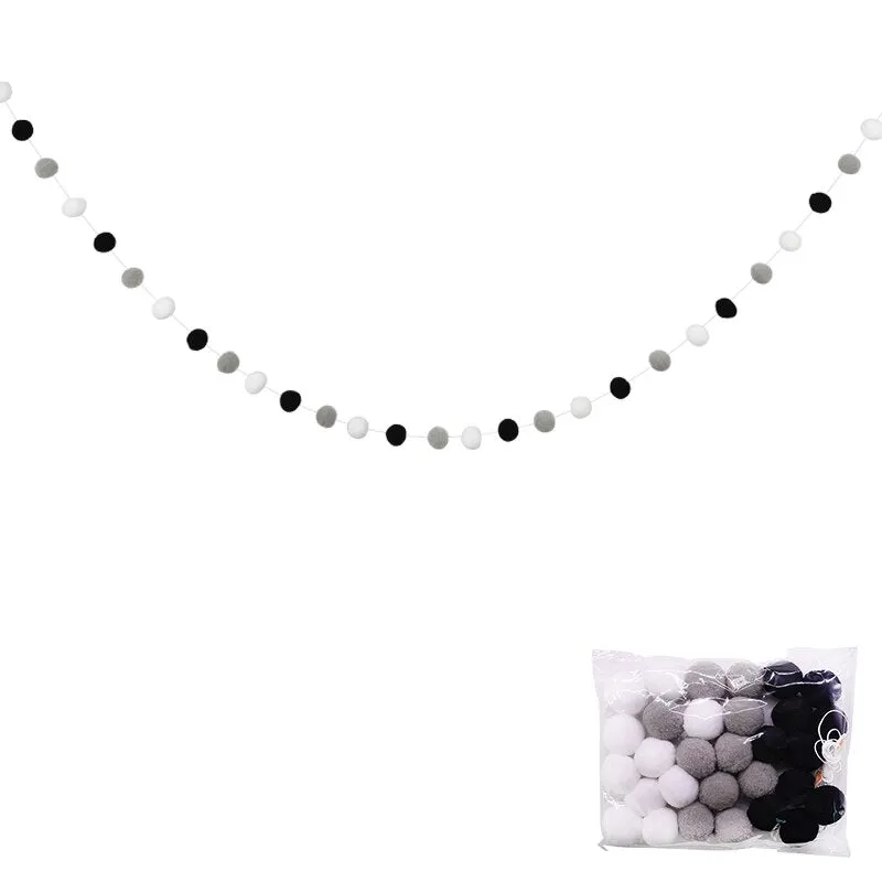 2.5Meter Colorful Pompom Pendant Garland Ins Nordic Series Wool Felt Ball String DIY Handmade Nursery Children Room Decor
