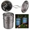 2Pcs Outdoor Camping Cookware Set with Folding Handle 304 Stainless Steel Pot