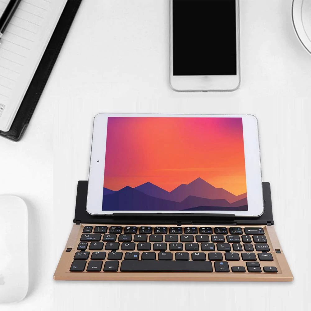 Three Fold Mobile Tablet Aluminum Alloy Bluetooth Keyboard
