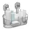 No-Drill Bathroom Suction Storage Box Reusable Multi Functional Suction Cup Shelf Detachable Transparent Storage Hanging Basket for Shampoo Conditioner Soap
