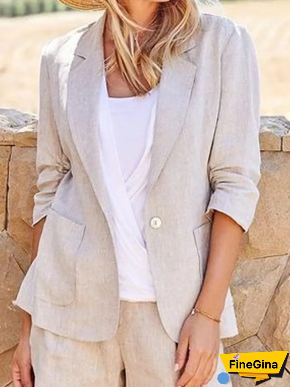 Plain Shawl Collar Casual Blazer