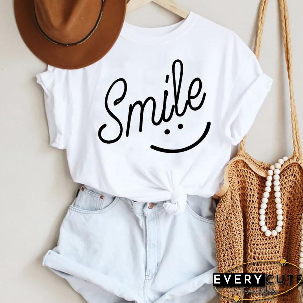 Women Cartoon Leopard Star Love Letter Trend 90S Fashion Summer Lady Print Tee Graphic T Top Female Tshirts Clothes T-Shirt