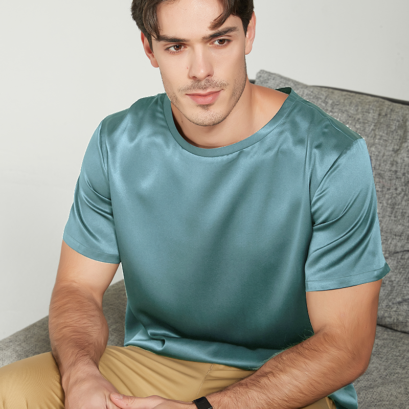 Silk T-shirt Men 22 MM 100% Mulberry Silk Top Daily Casual REAL SILK LIFE