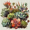 Succulent - 14CT Stamped Cross Stitch - 40*40cm - Flower