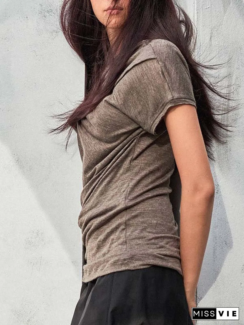 Solid Cotton-Blend Short Sleeve T-shirt