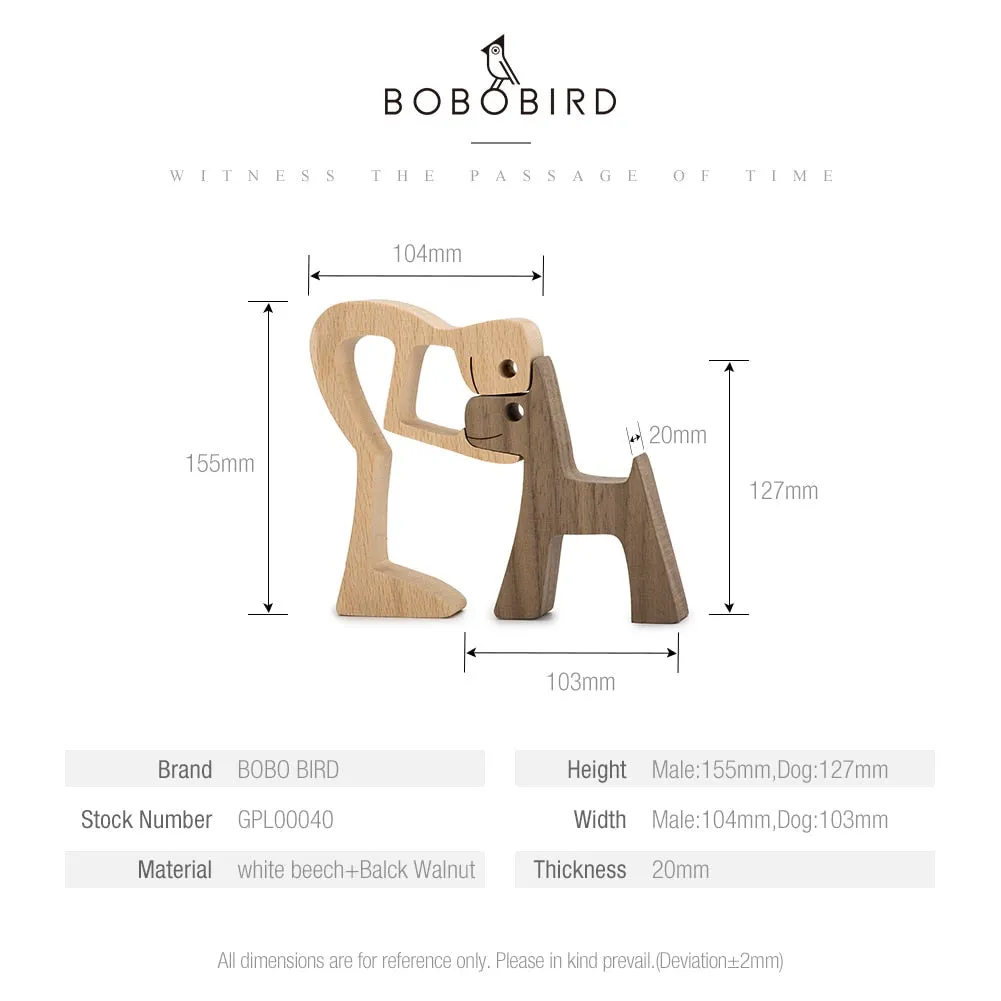 Puppy Family Wood Dog Carving Ornaments Decoration Home Decor Figurine Desktop Table Ornament Sculptures For Dog Pet Lover Gifts 712