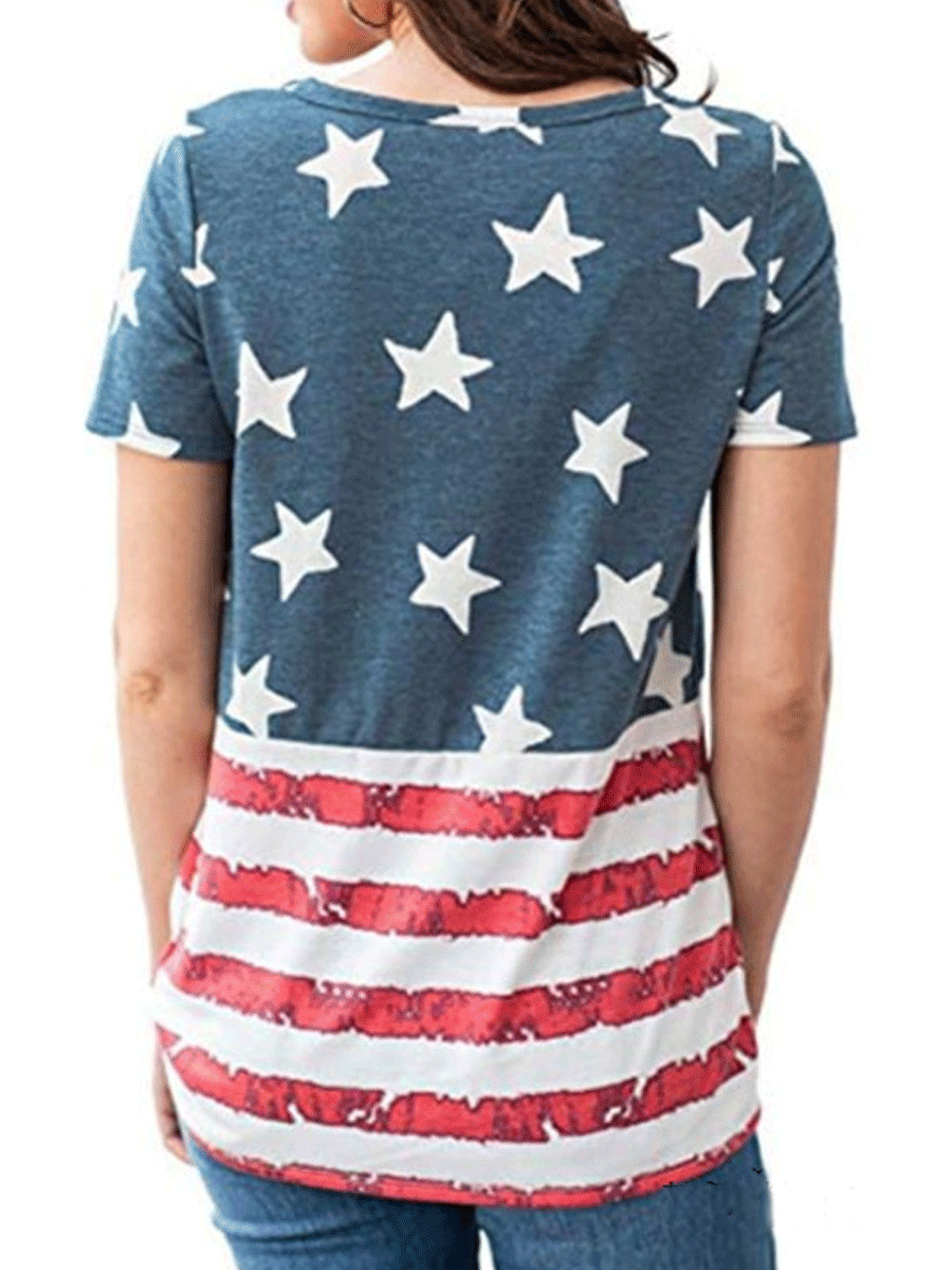 American Flag Star Stripes Knotted Top