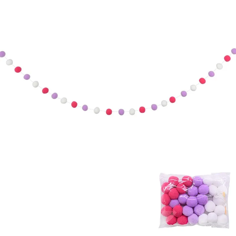2.5Meter Colorful Pompom Pendant Garland Ins Nordic Series Wool Felt Ball String DIY Handmade Nursery Children Room Decor