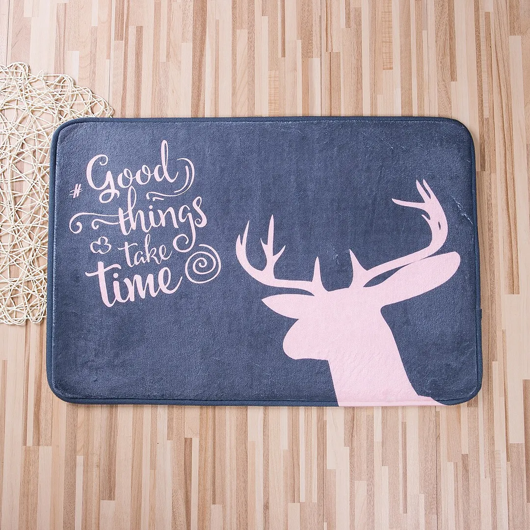 Creative Anti-Skid Door Mat Shaggy Area Elk Cat Print Rug Dining Room Carpet Floor Door Mat Home Bedroom Floor Mat