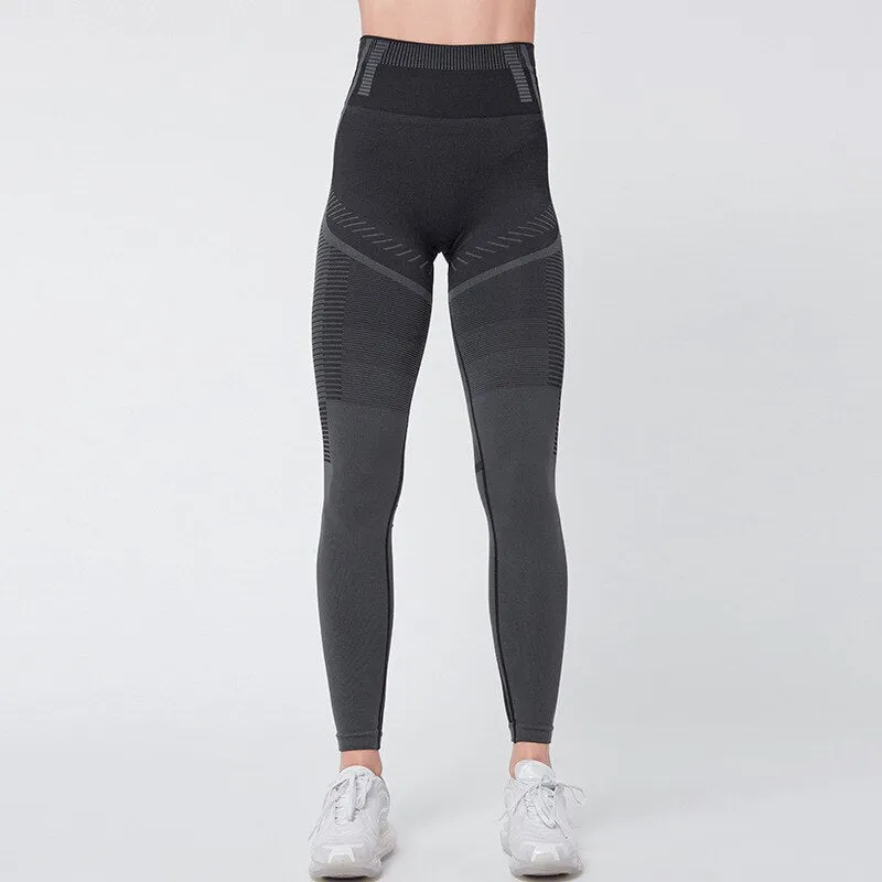 SVOKOR Women Leggings Stripe Fitness Push Up Leggings High Waist Sexy Pants Workout Gym Jeggings Seamless Running
