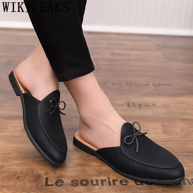 Half Shoes For Men Italian Brand Mule Masculino Coiffeur Mens Casual Shoes Hot Sale Designer Shoes Men High Quality Buty Meskie