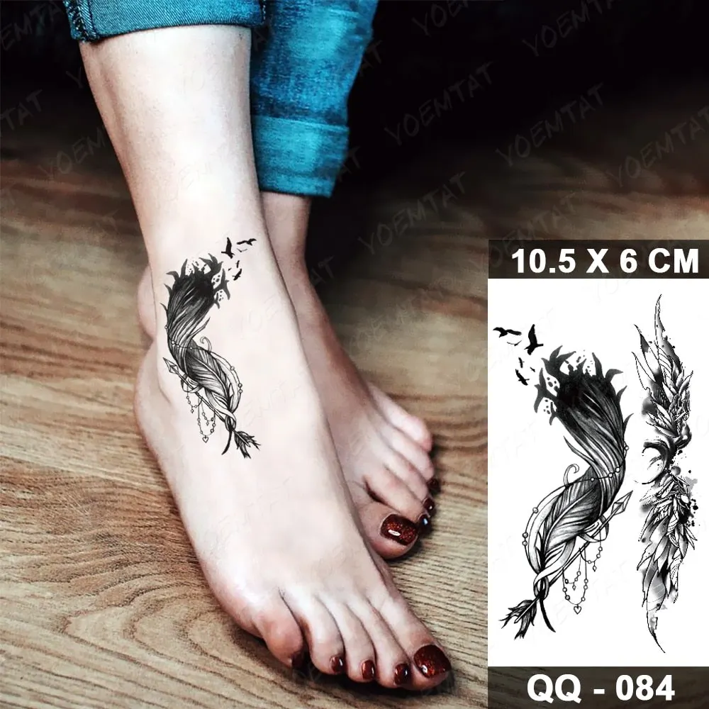 Waterproof Temporary Tattoo Sticker Small Lines Flowers Flash Tatoo Geometry Hand Arm Wrist Fake Tatto For Body Art Women Child